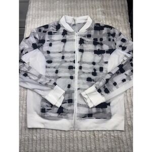 Lululemon Noir Jacket Ghost Weave White Black‎ White Size 10 EUC Excellent NICE